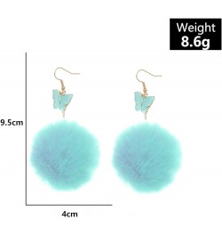 Pom Pom Earrings for Women Trendy Butterfly Puffy Dangle Earrings Faux Fur Ball Fluffy Earrings Rave Earrings Prom earrings P...