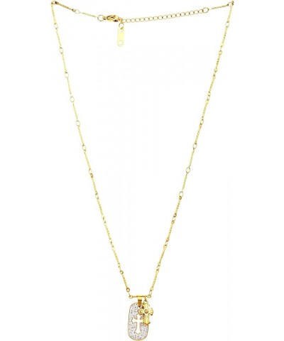 14K Gold Plated Gold Cross Pendant Necklace with Chain for Women, Girls, Men, Boys Unisex Double Cross and Hollow Cross - Zir...