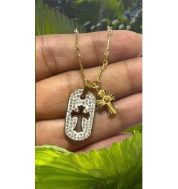 14K Gold Plated Gold Cross Pendant Necklace with Chain for Women, Girls, Men, Boys Unisex Double Cross and Hollow Cross - Zir...