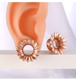 2 PCS Hypoallergenic 316 Stainless Steel 0G-1" Double Flared Floral Ear Gauges Beautiful Saddle Plugs Ear Plugs Expander Stre...