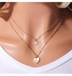 Dainty Delicate 2 Layered Initial Necklace for Women Girls Mother of Pearl Initial Necklace Gold S $7.79 Necklaces