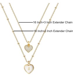 Dainty Delicate 2 Layered Initial Necklace for Women Girls Mother of Pearl Initial Necklace Gold S $7.79 Necklaces