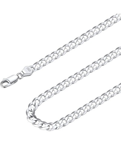 Solid 925 Sterlings Silver 3mm 5mm Flat Curb Cuban Link Chain/Figaro Chain Necklace, Hip Hop Jewelry for Men Women 14"/18"/20...