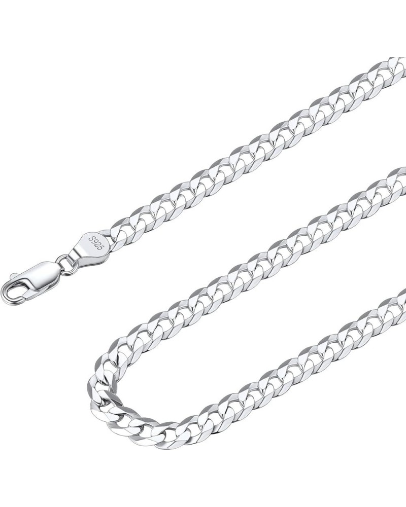 Solid 925 Sterlings Silver 3mm 5mm Flat Curb Cuban Link Chain/Figaro Chain Necklace, Hip Hop Jewelry for Men Women 14"/18"/20...