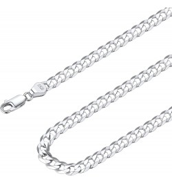 Solid 925 Sterlings Silver 3mm 5mm Flat Curb Cuban Link Chain/Figaro Chain Necklace, Hip Hop Jewelry for Men Women 14"/18"/20...