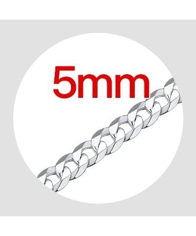 Solid 925 Sterlings Silver 3mm 5mm Flat Curb Cuban Link Chain/Figaro Chain Necklace, Hip Hop Jewelry for Men Women 14"/18"/20...