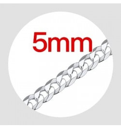 Solid 925 Sterlings Silver 3mm 5mm Flat Curb Cuban Link Chain/Figaro Chain Necklace, Hip Hop Jewelry for Men Women 14"/18"/20...