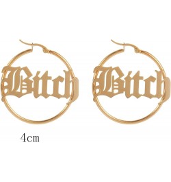 Stainless Steel Punk 4CM Circle "Bitch" Letter Big Word Earrings Personalized Name Customization Various Sizes rose gold $8.7...