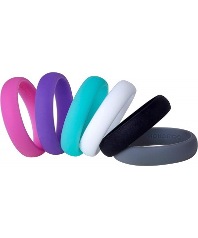 Womens Silicone Wedding Ring Band by HonorGear - 6 Ring Pack Premium Wedding Bands Engagement Active Athletes Comfort Fit 6 $...