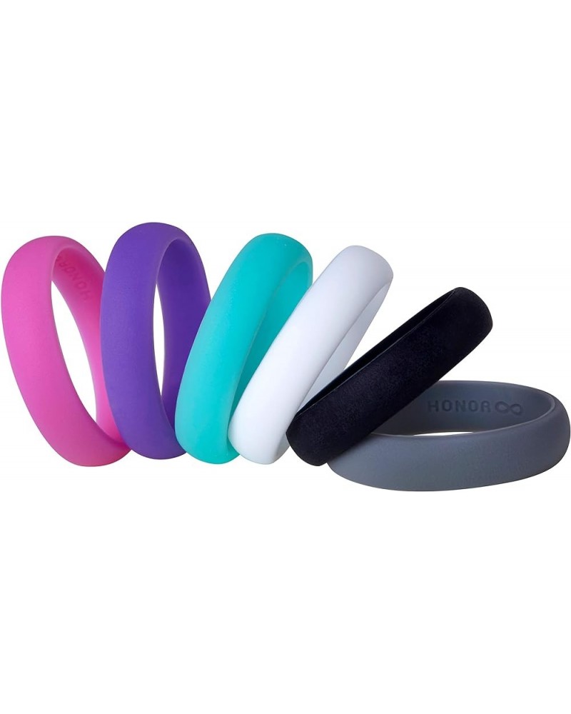 Womens Silicone Wedding Ring Band by HonorGear - 6 Ring Pack Premium Wedding Bands Engagement Active Athletes Comfort Fit 6 $...