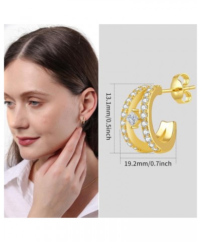 Stud Earrings for Women Gold Plated Minimalism 925 Sterling Silver Post Hyposensitivity CZ,Fan,Teardrop Earrings Hoop-194 $13...