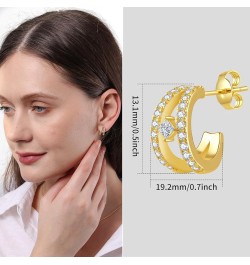 Stud Earrings for Women Gold Plated Minimalism 925 Sterling Silver Post Hyposensitivity CZ,Fan,Teardrop Earrings Hoop-194 $13...