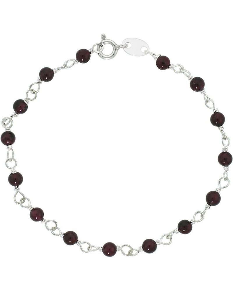 Sterling Silver Natural Garnet Bead Necklace Bracelet Anklet 4 mm Wire Wrapped Handmade 9.5 Inches $11.28 Necklaces