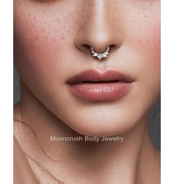 16G Septum Ring Surgical Steel Daith Earrings Dragonfly Clear CZ Septum Daith Piercing Jewelry 8MM/10MM Silver Cartilage Hoop...