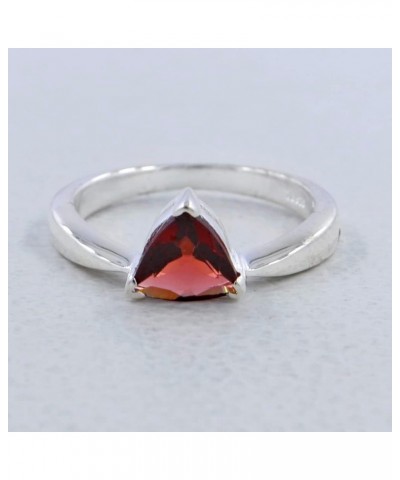 Garnet Ring With Prong Set, 925 Sterling Silver Designer Rings, Triangle Cut Jewelry, Gift for Women $17.99 Rings