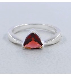 Garnet Ring With Prong Set, 925 Sterling Silver Designer Rings, Triangle Cut Jewelry, Gift for Women $17.99 Rings