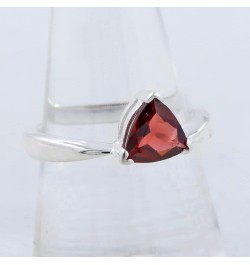 Garnet Ring With Prong Set, 925 Sterling Silver Designer Rings, Triangle Cut Jewelry, Gift for Women $17.99 Rings