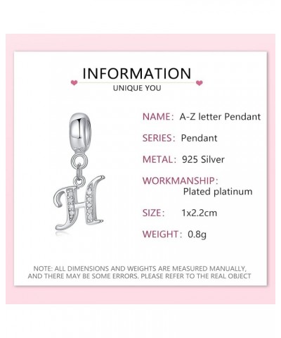 S925 Sterling Silver Plated Platinum Letter Charm Beads A-Z Initial Charms for Bracelets Compatible With Pandora Bracelet DIY...