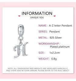 S925 Sterling Silver Plated Platinum Letter Charm Beads A-Z Initial Charms for Bracelets Compatible With Pandora Bracelet DIY...