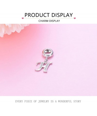 S925 Sterling Silver Plated Platinum Letter Charm Beads A-Z Initial Charms for Bracelets Compatible With Pandora Bracelet DIY...