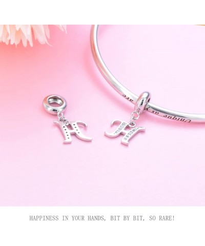 S925 Sterling Silver Plated Platinum Letter Charm Beads A-Z Initial Charms for Bracelets Compatible With Pandora Bracelet DIY...