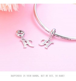 S925 Sterling Silver Plated Platinum Letter Charm Beads A-Z Initial Charms for Bracelets Compatible With Pandora Bracelet DIY...