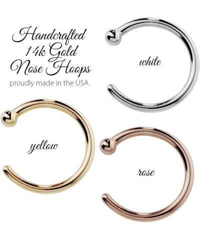 Nose Ring Hoops Solid 14k Gold or Platinum 20 Gauge 3/8" Diameter 14K White Gold $30.79 Body Jewelry