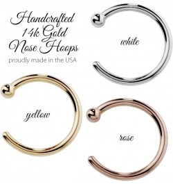 Nose Ring Hoops Solid 14k Gold or Platinum 20 Gauge 3/8" Diameter 14K White Gold $30.79 Body Jewelry