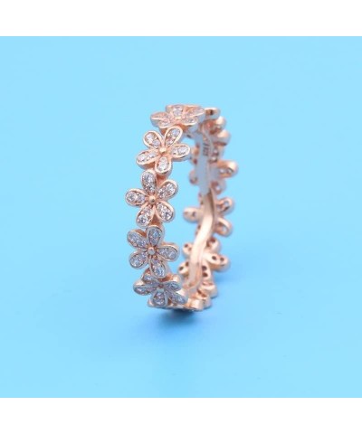 925 Sterling Silver pan Ring Rose Gold Dazzling Daisy Flower with Crystal for Women Wedding Party Fashion Jewelry 6 $9.50 Bra...