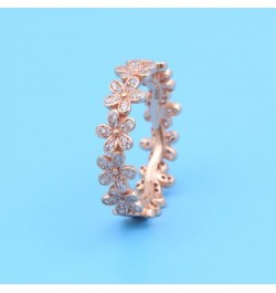 925 Sterling Silver pan Ring Rose Gold Dazzling Daisy Flower with Crystal for Women Wedding Party Fashion Jewelry 6 $9.50 Bra...