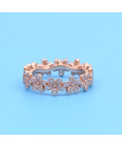 925 Sterling Silver pan Ring Rose Gold Dazzling Daisy Flower with Crystal for Women Wedding Party Fashion Jewelry 6 $9.50 Bra...