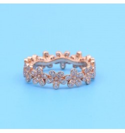 925 Sterling Silver pan Ring Rose Gold Dazzling Daisy Flower with Crystal for Women Wedding Party Fashion Jewelry 6 $9.50 Bra...