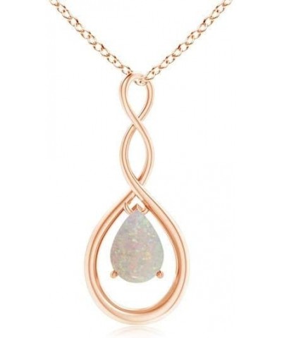 Natural Opal Solitaire Infinity Pendant Necklace for Women, Girls in 14K Solid Gold/Platinum/Sterling Silver | October Births...