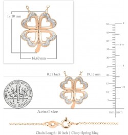 0.03 Carat (ctw) Round White Diamond Ladies Heart Shape Leaf Clover Pendant, Available in 10K/14K/18K Gold & 925 Sterling Sil...