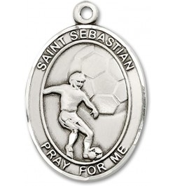 Sterling Silver Sport Medal St. Sebastian | Soccer 1 $34.03 Necklaces