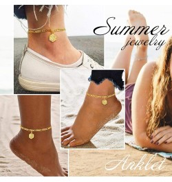 Dainty Initial Anklets/Custom Name Ankle Bracelets for Women Girls 18K Gold Plated Hexagon Shaped Ankle Chain with Custom A t...