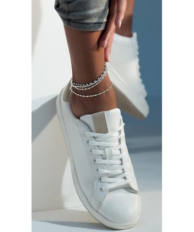 925 Sterling Silver Diamond-Cut Oval and Round Bead Ball Chain Anklet Ankle Bracelet for Women Teen Girls, Made in Italy rose...