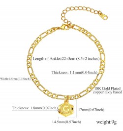 Dainty Initial Anklets/Custom Name Ankle Bracelets for Women Girls 18K Gold Plated Hexagon Shaped Ankle Chain with Custom A t...