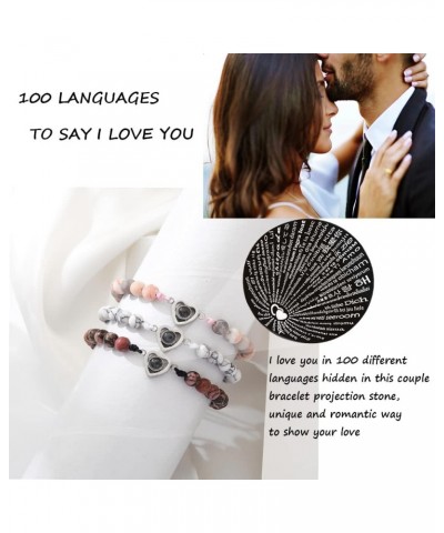 I Love You 100 Languages Tiger Eyes Black Beads Bracelets Gifts for Boyfriend Brother Dad Grandson Husband Man Son Anniversay...