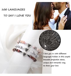 I Love You 100 Languages Tiger Eyes Black Beads Bracelets Gifts for Boyfriend Brother Dad Grandson Husband Man Son Anniversay...