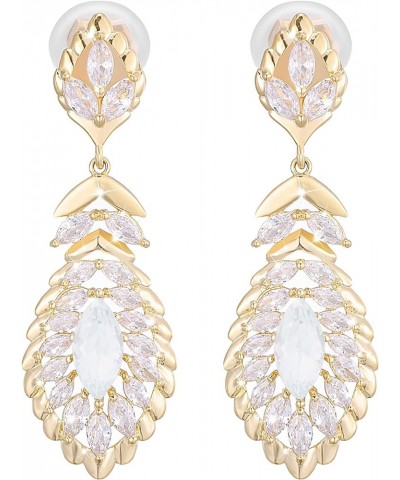 Clip On 10 * 5MM Crystal Dangle Non Pierced Earrings for Women Costume Jewelry Oct-Opal-14K Gold $14.72 Earrings