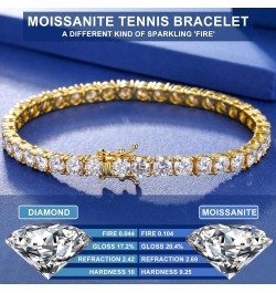 Moissanite Tennis Bracelet 4.8-60CTTW Lab Created Diamond Bracelet for Women 18K White Yellow Gold Plated Sterling Silver Men...