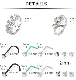 18G 20G Nose Rings Hoop Stainless Steel L-Shaped Nose Rings Studs Screw Clear Clicker Retainer Tragus Cartilage Helix Earring...