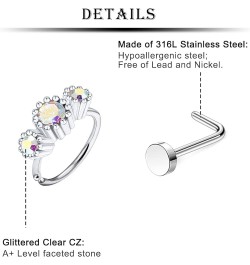 18G 20G Nose Rings Hoop Stainless Steel L-Shaped Nose Rings Studs Screw Clear Clicker Retainer Tragus Cartilage Helix Earring...