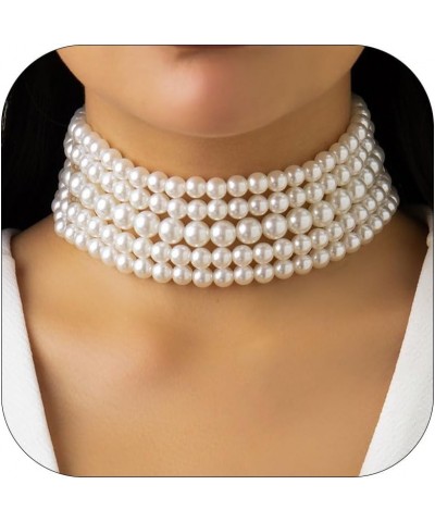 Chunky Pearl Necklaces for Women Big Pearl Necklace Large Pearl Collar Necklace for Women Girls Pearl Statement Necklace Brid...