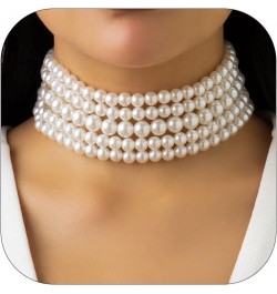 Chunky Pearl Necklaces for Women Big Pearl Necklace Large Pearl Collar Necklace for Women Girls Pearl Statement Necklace Brid...