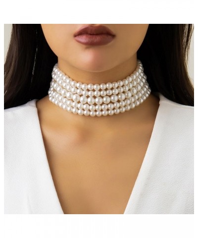 Chunky Pearl Necklaces for Women Big Pearl Necklace Large Pearl Collar Necklace for Women Girls Pearl Statement Necklace Brid...