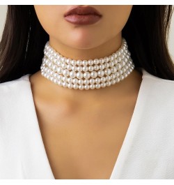 Chunky Pearl Necklaces for Women Big Pearl Necklace Large Pearl Collar Necklace for Women Girls Pearl Statement Necklace Brid...