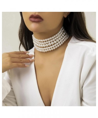 Chunky Pearl Necklaces for Women Big Pearl Necklace Large Pearl Collar Necklace for Women Girls Pearl Statement Necklace Brid...