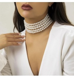 Chunky Pearl Necklaces for Women Big Pearl Necklace Large Pearl Collar Necklace for Women Girls Pearl Statement Necklace Brid...